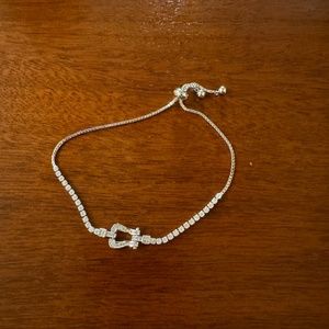 Silver Rhinestone Buckle Slider Bracelet